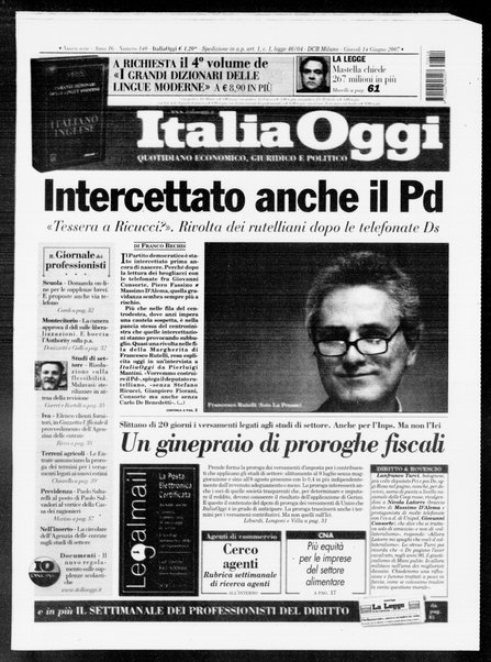 Italia oggi : quotidiano di economia finanza e politica